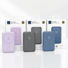 Pin Sạc Dự Phòng Không Dây Tích Hợp Nam Châm Wiwu Snap Cube 10000mAh 22.5W, Sạc Không Dây 15W