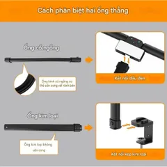 Đèn LED Bàn 2 Đầu TD01 Chân Đế/ Kẹp Thành Bàn 5 Mức Sáng, 5 Chế Độ Màu, Hẹn Giờ, Có Remote, Cổ Ngỗng