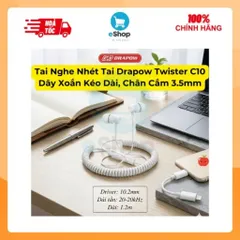 Tai Nghe Dây Xoắn Kéo Dài Drapow Twister C10 - Có Mic, Âm Thanh HD, Extra Bass, Chân Cắm Aux 3.5mm