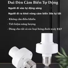 Đui Đèn Cảm Biến Radar Chuyển Động Tự Bật Tắt E27 Tự Sáng Khi Có Người Đến Gần, Khoảng Cách 3m-7m