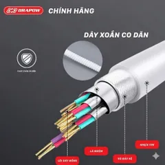 Tai Nghe Dây Xoắn Kéo Dài Drapow Twister C10 - Có Mic, Âm Thanh HD, Extra Bass, Chân Cắm Aux 3.5mm