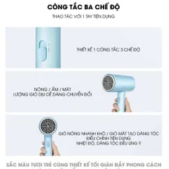 Máy Sấy Tóc SMATE Hair Dryer Young SH-1802 1800W, Bổ Sung 20 Triệu Ion Âm, 3 Chế Độ Sấy Nóng/Lạnh