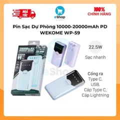 Pin Sạc Dự Phòng Wekome WP-59 Dung Lượng 10000/ 20000mAh PD 22.5W Liền Cáp iPh + Type C Màn Hình Led 737338