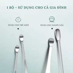 Combo 2 Bộ Dụng Cụ Lấy Ráy Tai 6 Món Bằng Thép Không Gỉ Kèm Bao Da Có Móc Khoá Tiện Lợi