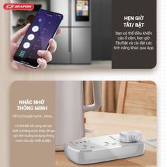 Ổ Cắm Điện Wifi Thông Minh Kết Nối App Drapow SK25 3 Ổ Cắm Điện 2500W + 1 Cổng PD 30W + 3 USB A