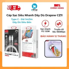 Cáp Sạc Dây Dù Siêu Nhanh 100W Type C Chính Hãng Drapow CZ11 1m và 2m - Sạc Siêu Nhanh IP15 và Android 737363