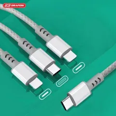 Cáp Sạc Nhanh Cổng C 3 Đầu DRAPOW CX02/CX03 ( Type-C to L+ L + C/ C + C + L ) Dây Dù, Chuôi Cáp Đúc