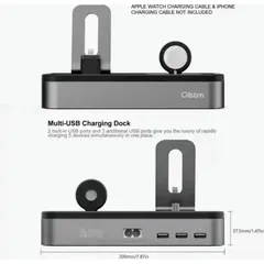 Dock Sạc Đa Năng Oittm Cho lP, lPad và Áp Bồ Watch - 5 Cổng USB, Hợp Kim Nhôm Và ABS ( Hàng À Má Zôn)