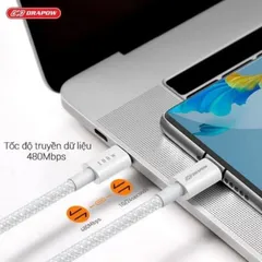 Cáp Sạc Dây Dù Siêu Nhanh 100W Type C Chính Hãng Drapow CZ11 1m và 2m - Sạc Siêu Nhanh IP15 và Android 737363