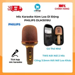 Mic Karaoke Kèm Loa Di Động PHILIPS DLM3018U (Có TWS & Kết Nối Loa Trên Oto) Có Thẻ Nhớ + Cổng 3.5mm