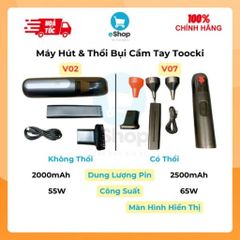 Máy Hút Thổi Bụi Cầm Tay Toocki V02/V07 - Làm Sạch Xe Hơi, Nhà Cửa Và Các Khu Vực Hẹp