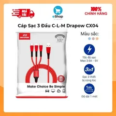 Cáp Sạc 3 Đầu Chính Hãng Drapow CX04 - Sạc Được Mọi Loại Smartphone Siêu Tiện Lợi 737382