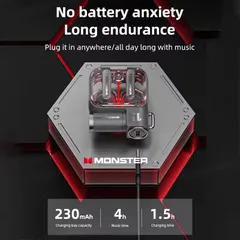 Tai Nghe Bluetooth TWS Monster XKT15 - ENC, Âm Thanh Hi-Fi, Bluetooth 5.3, Chế Độ Game Mode Độ Trễ Thấp