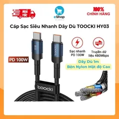Cáp Sạc Siêu Nhanh Dây Dù C to C Toocki HY03 PD 100W Dài 1m