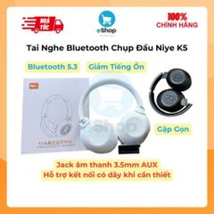 Tai Nghe Bluetooth Chụp Đầu Headphone Niye K5 Kèm Jack AUX 3.5mm - Gập Gọn, Giảm Ồn