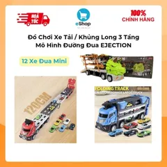 Đồ Chơi Xe Tải / Tàu Hoả / Khủng Long 3 Tầng EJECTION Kèm 12 Xe Đua Nhỏ, Mô Hình Đường Đua (Hàng À Má Zôn)