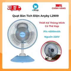 Quạt Bàn Tích Điện Anyby L2909, Pin 4500mAh, Thiết Kế Thông Minh Có Thể Kẹp