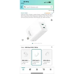 Củ Sạc Nhanh 65W GaN - Jinsdar Dual USB C Công Nghệ PD 3.0/ PPS 2.0 (Hàng À Má Zôn)
