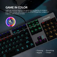 Bàn Phím Cơ Gaming Philips SPK8404/G404 LED Rainbow, Blue Switch Chính Hãng