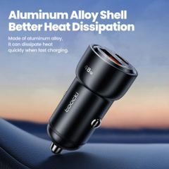Tẩu Sạc Ô Tô 48W Toocki (Hàn Quốc) - Sạc Xe Hơi 2 Cổng USB-A QC 3.0 18W + USB-C PD 30W