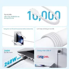 Cáp Sạc Siêu Nhanh 240W C to C Anker A81C5 PD 3.1 Dây Nylon Bện Đôi Siêu bền