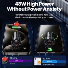 Tẩu Sạc Ô Tô 48W Toocki (Hàn Quốc) - Sạc Xe Hơi 2 Cổng USB-A QC 3.0 18W + USB-C PD 30W
