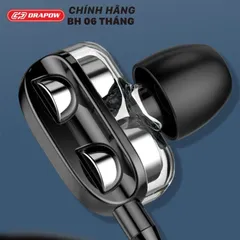 Tai Nghe Nhét Tai Jack 3.5mm Drapow Music Pro M20 - Bass Căng, 4 Driver, Mic To Rõ Lọc Tạp Âm