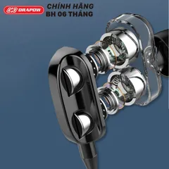 Tai Nghe Nhét Tai Jack 3.5mm Drapow Music Pro M20 - Bass Căng, 4 Driver, Mic To Rõ Lọc Tạp Âm