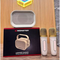 Loa Karaoke Bluetooth Monster GK600, Kèm 2 Mic Không Dây, Bluetooth, AUX, USB, TF Card