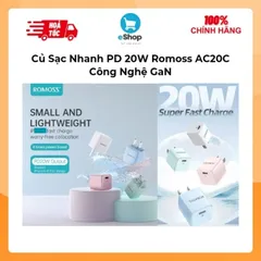 Củ Sạc Nhanh PD 20W Romoss AC20C Chính Hãng - Công Nghệ GaN