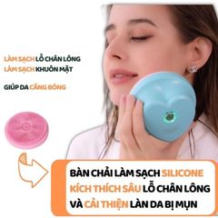 Bàn Chải Tắm Điện Kết Hợp Máy Rửa Mặt 2 Trong 1 - Máy Chà Lưng Với 4 Đầu Thay Thế