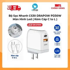 Bộ Sạc Nhanh Kèm Cáp CS30 DRAPOW PD30W Có Màn Hình Led ( Tặng Kèm Cáp C to L )