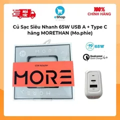 Củ Sạc Siêu Nhanh 65W USB A + Type C hãng MORETHAN (Mo.phie)