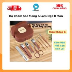 Bộ Dụng Cụ Làm Móng Tiện Lợi 8 Món Thép Không Gỉ Bền Bỉ, Kèm Hộp Đựng Nhỏ Gọn Tiện Lợi