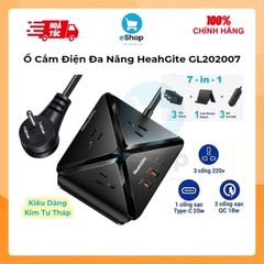 Ổ Cắm Điện Đa Năng HeahGite GL202007 (À Má Zôn Mỹ) Kiểu Dáng Kim Tự Tháp, 3 Ổ AC 220V + 2 USB A 18W + 1 USB-C PD 20W