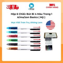 Hộp 6 Chiếc Bút bi 4 Màu Trong 1 À Má Zôn Basics ( Mỹ ) - Mực Viết Trơn Tru Không Lem