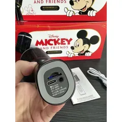 Micro Karaoke Kèm Loa Disney Mickey And Friends QK01 - Hiệu Ứng Đèn LED Đổi Màu, Khe Thẻ Nhớ TF ,Cổng 3.5mm, Sạc Type C