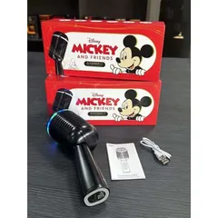 Micro Karaoke Kèm Loa Disney Mickey And Friends QK01 - Hiệu Ứng Đèn LED Đổi Màu, Khe Thẻ Nhớ TF ,Cổng 3.5mm, Sạc Type C