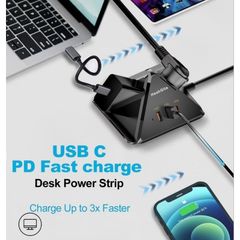 Ổ Cắm Điện Đa Năng HeahGite GL202007 (À Má Zôn Mỹ) Kiểu Dáng Kim Tự Tháp, 3 Ổ AC 220V + 2 USB A 18W + 1 USB-C PD 20W