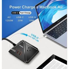 Ổ Cắm Điện Đa Năng HeahGite GL202007 (À Má Zôn Mỹ) Kiểu Dáng Kim Tự Tháp, 3 Ổ AC 220V + 2 USB A 18W + 1 USB-C PD 20W