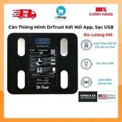 Cân Thông Minh DrTrust , Kết Nối App Có Tiếng Việt, Đo Lượng Mỡ & 16 Chỉ Số, Pin Sạc (Hàng À Má Zôn)