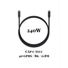 Cáp Sạc Siêu Nhanh 240W C to C, USB Thunderbold 4, Tốc Độ 40 Gbps, Xuất Hình Ảnh 8K 60FPS