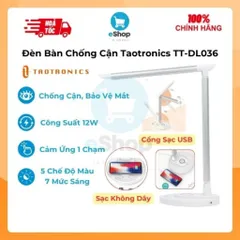 Đèn Bàn Chống Cận Kiêm Sạc Không Dây Taotronics TT-DL036 12W Xoay Gập 180 Độ, 5 Chế Độ Màu 7 Mức Sáng, Cảm Ứng