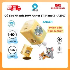 Củ Sạc Nhanh 30W Anker 511 Nano III - A2147 Tom & Jerry USB C Công Nghệ GaN PIQ 3.0 PD/PPS Nhỏ Gọn