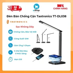 Đèn Bàn Chống Cận Kiêm Sạc Không Dây Taotronics TT-DL038 12W Xoay Gập 180 Độ, 5 Chế Độ Màu 5 Mức Sáng, Cảm Ứng, Hẹn Giờ