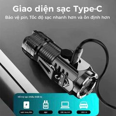 Đèn pin cầm tay mini 3 bóng siêu sáng chiếu xa 5 chế độ sạc USB