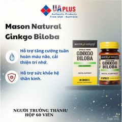 [Nhập khẩu chính ngạch] Mason Natural Ginkgo Biloba - Viên uống bổ não (60 viên)