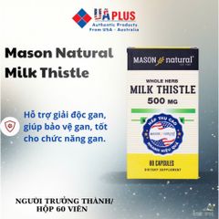 [Nhập khẩu chính ngạch] Mason Natural Milk Thistle 500mg - Viên uống hỗ trợ thải độc gan và bổ gan (60 viên)
