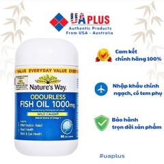 [Nhập khẩu chính ngạch] Nature's Way Odourless Fish Oil 1000mg - Dầu cá hỗ trợ tốt cho mắt và não bộ (80 viên)