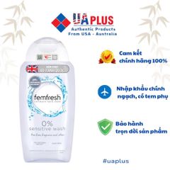 [Nhập khẩu chính ngạch] Femfresh 0% Sensitive Wash - Dung dịch vệ sinh phụ nữ dành cho da nhạy cảm 250ml